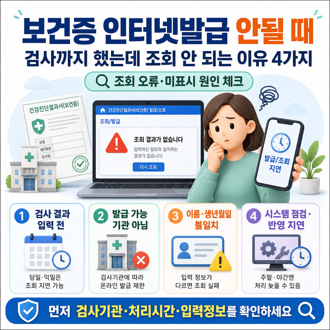 보건증 인터넷발급 안될 때, 검사까지 했는데 조회 안 되는 이유 4가지