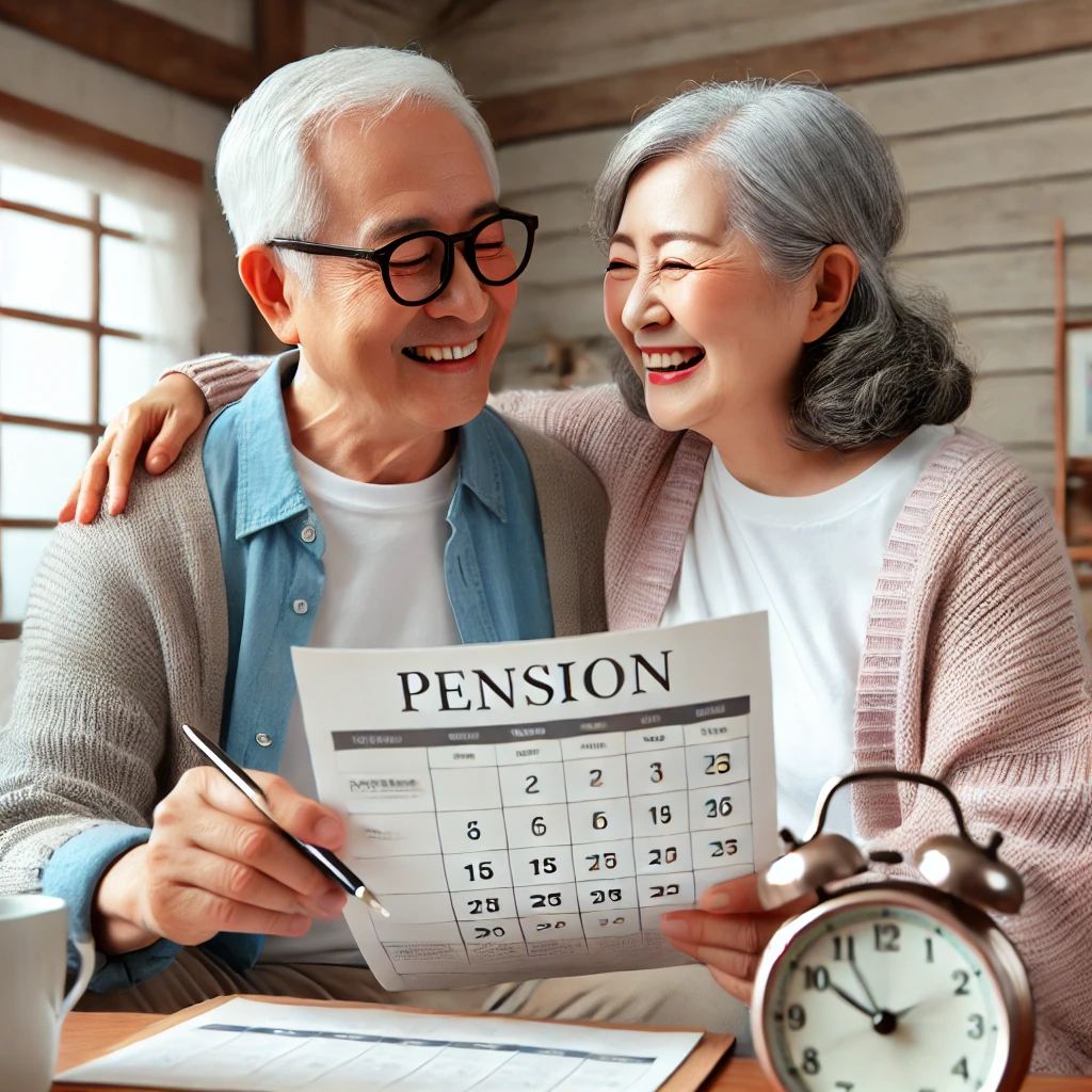 노령연금을 받고 있는 행복한 노부부