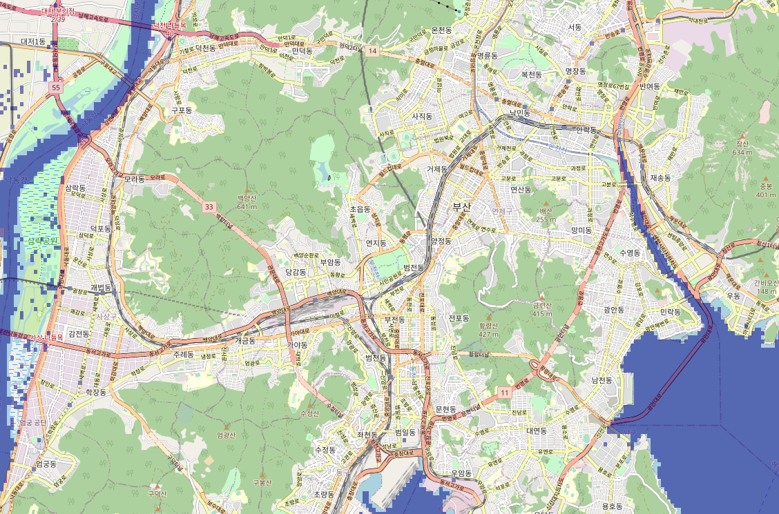 부산 중심부 지도