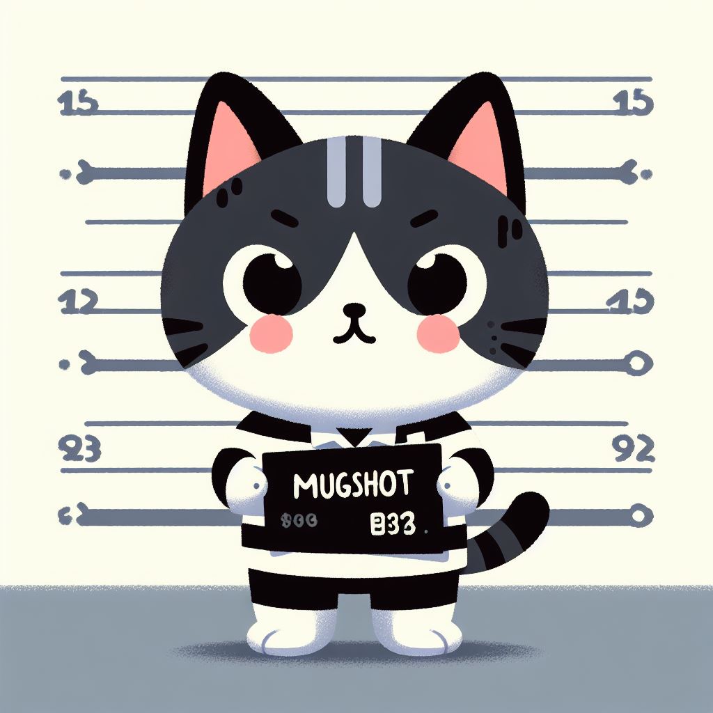 머그샷 고양이 캐릭터 사진