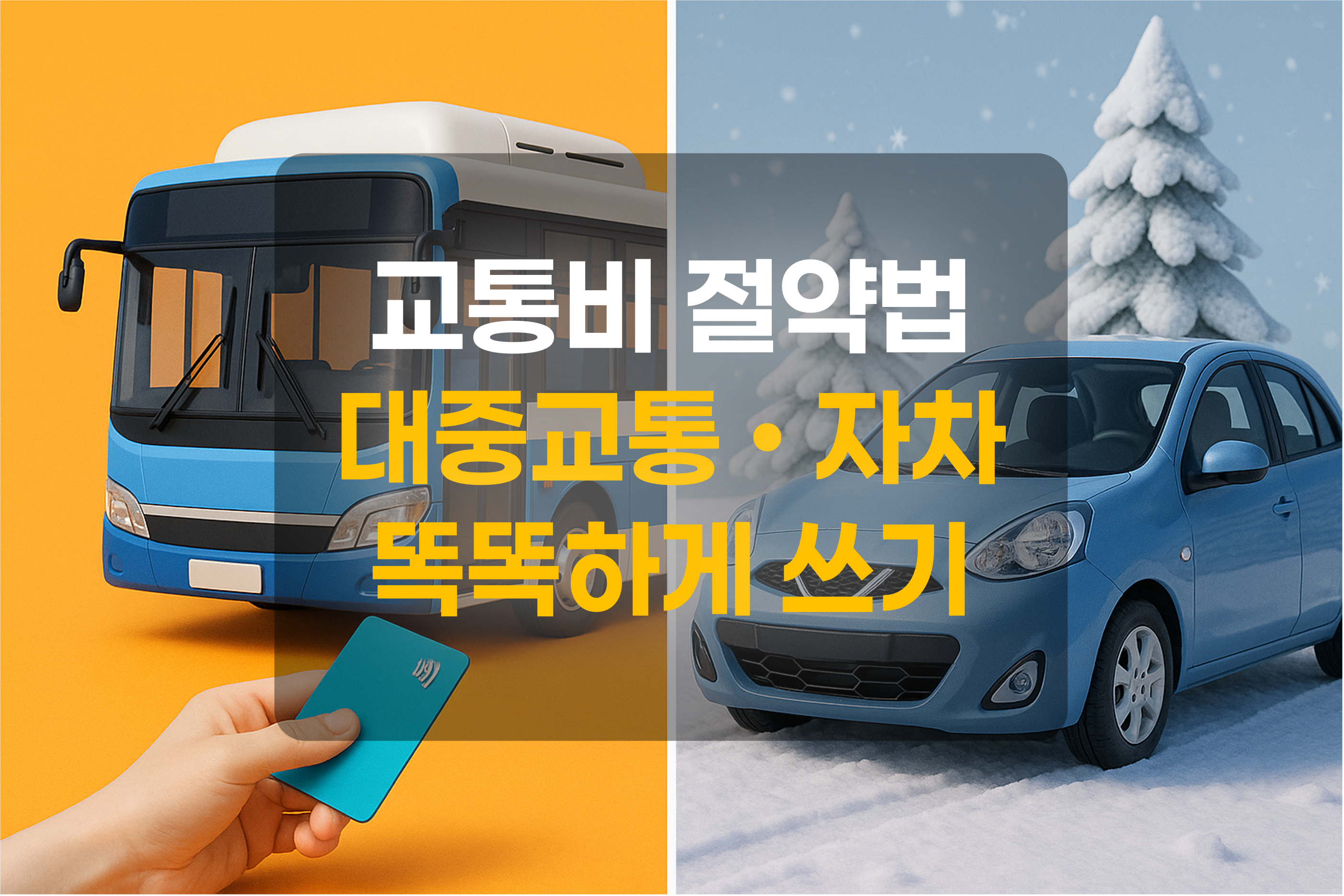 대중교통과 자기차량을 표현한 그림