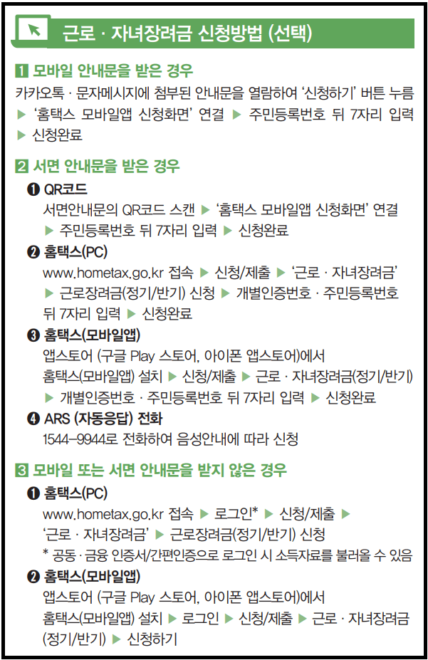 근로장려금 반기신청하는 방법