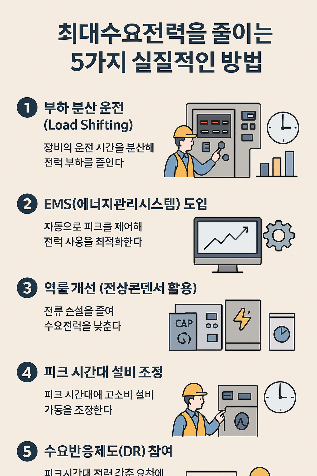 최대수요전력을 줄이는 5가지 실질적인 방법