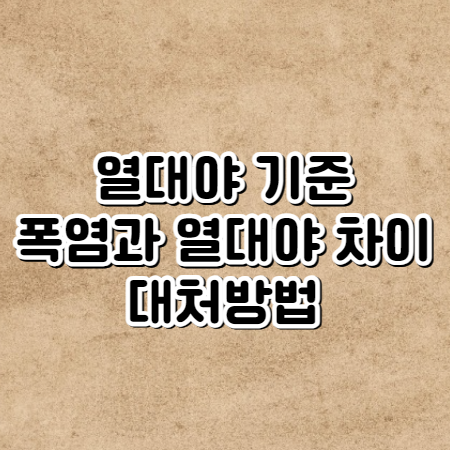 열대야 기준 (폭염과 차이 , 열대야 대처방법)