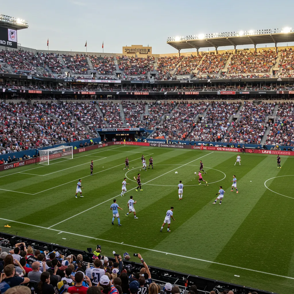 축구 경기장 높은 곳에서 촬영장면