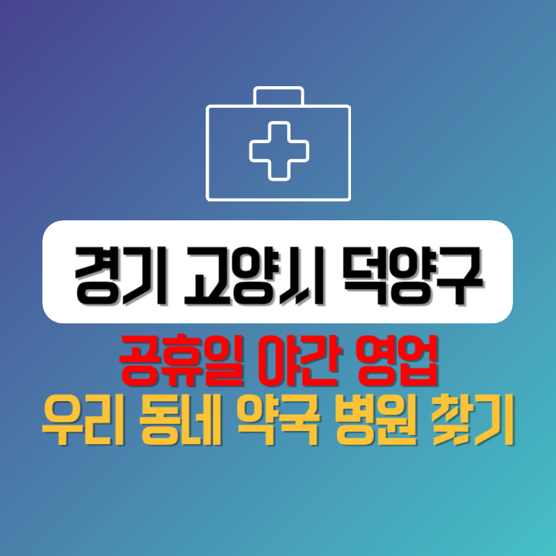경기 고양시 덕양구 공휴일 야간 영업 우리 동네 약국 병원 찾기