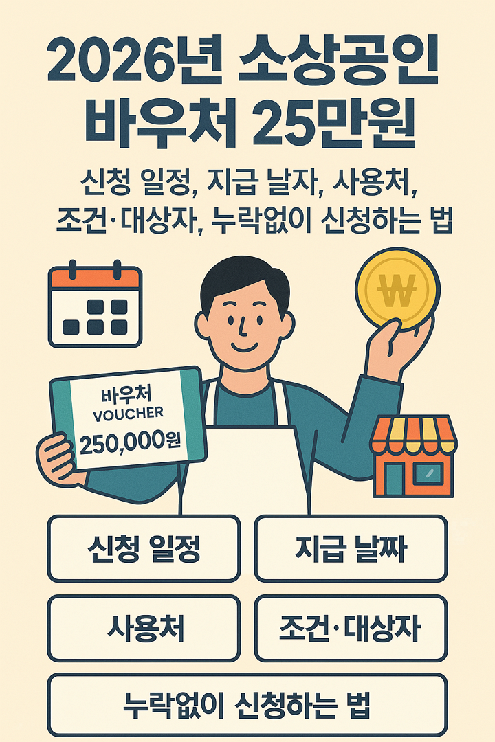 2026년 소상공인 바우처 25만원 신청 일정, 지급 날짜, 사용처, 조건&middot;대상자, 누락없이 신청하는 법
