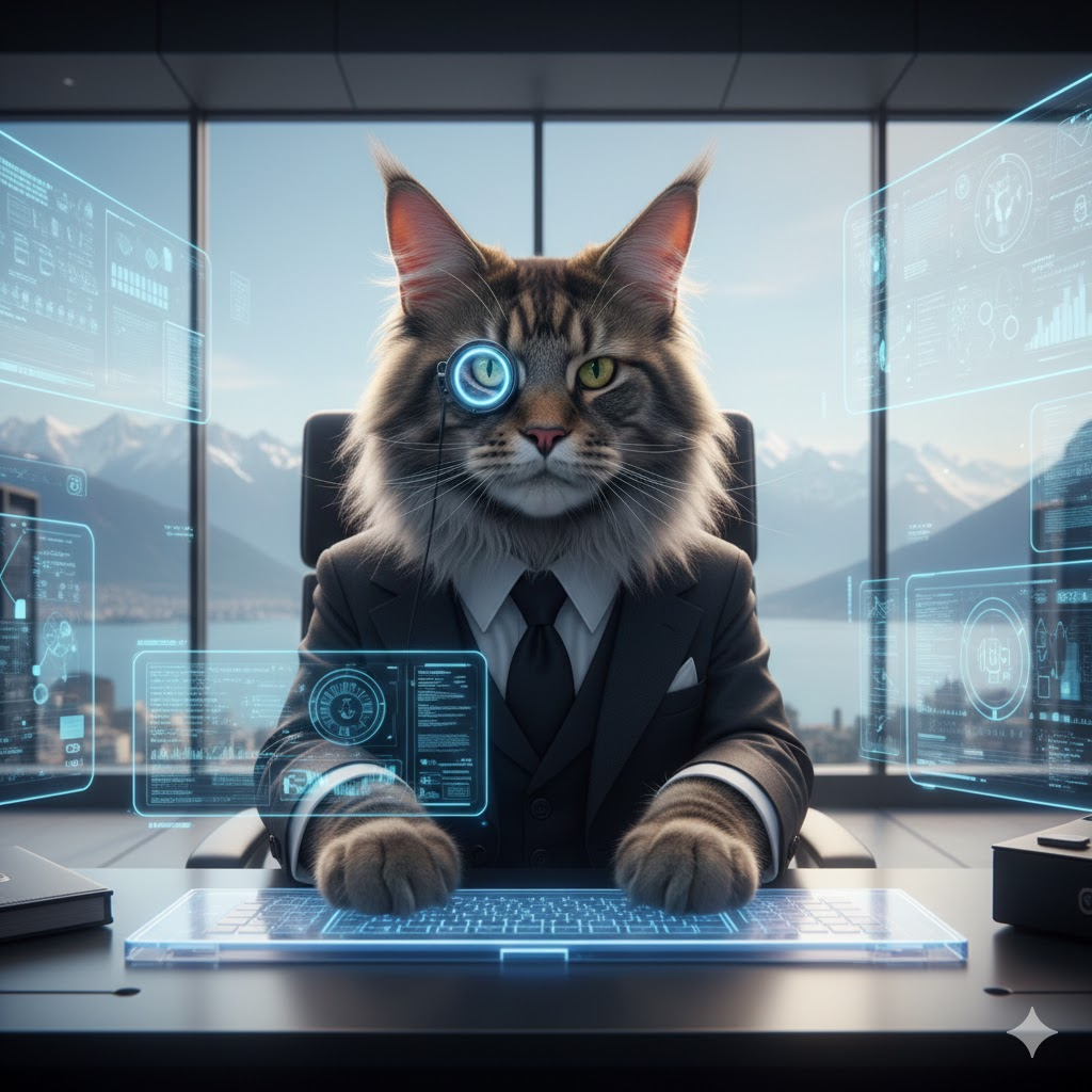 A futuristic Swiss bank vault combined with digital AI neural networks and golden Swiss Franc symbols.