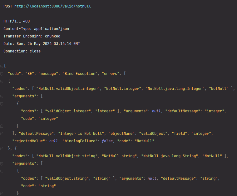 BindException 예외 처리 결과