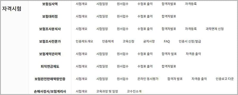 보험연수원 자격시험 종류