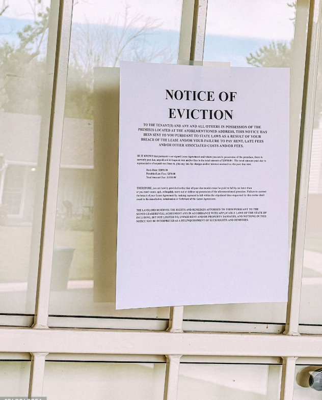 notice of eviction posted on the front door