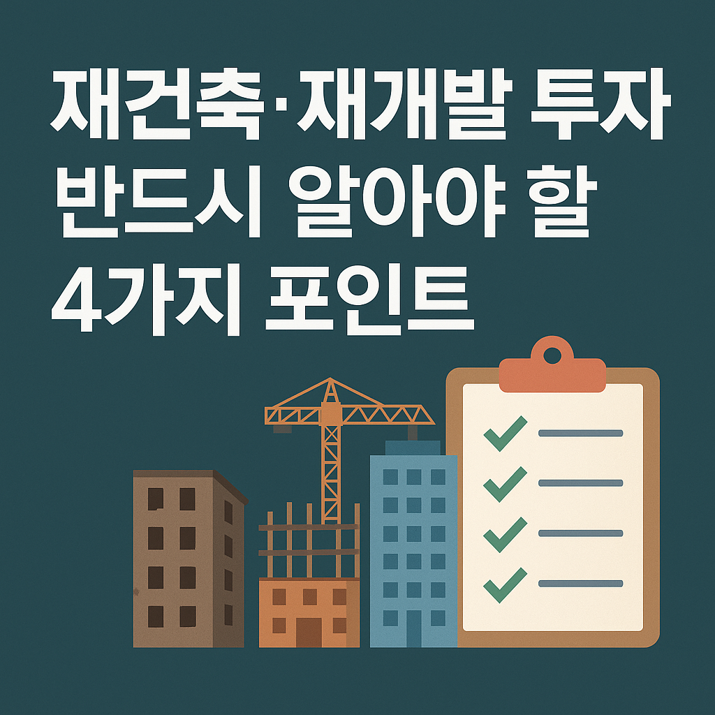 “재건축·재개발 투자, 초보 탈출! 반드시 알아야 할 4가지 핵심 포인트”