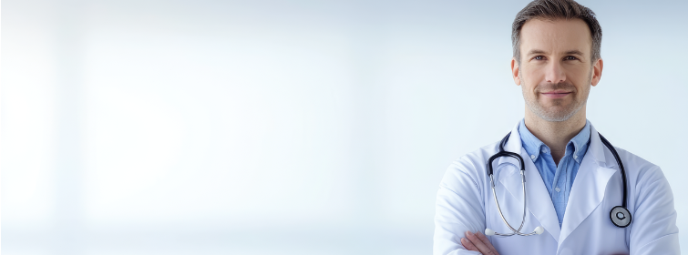 조기검진사업을 설명하기 위한 의사 사진