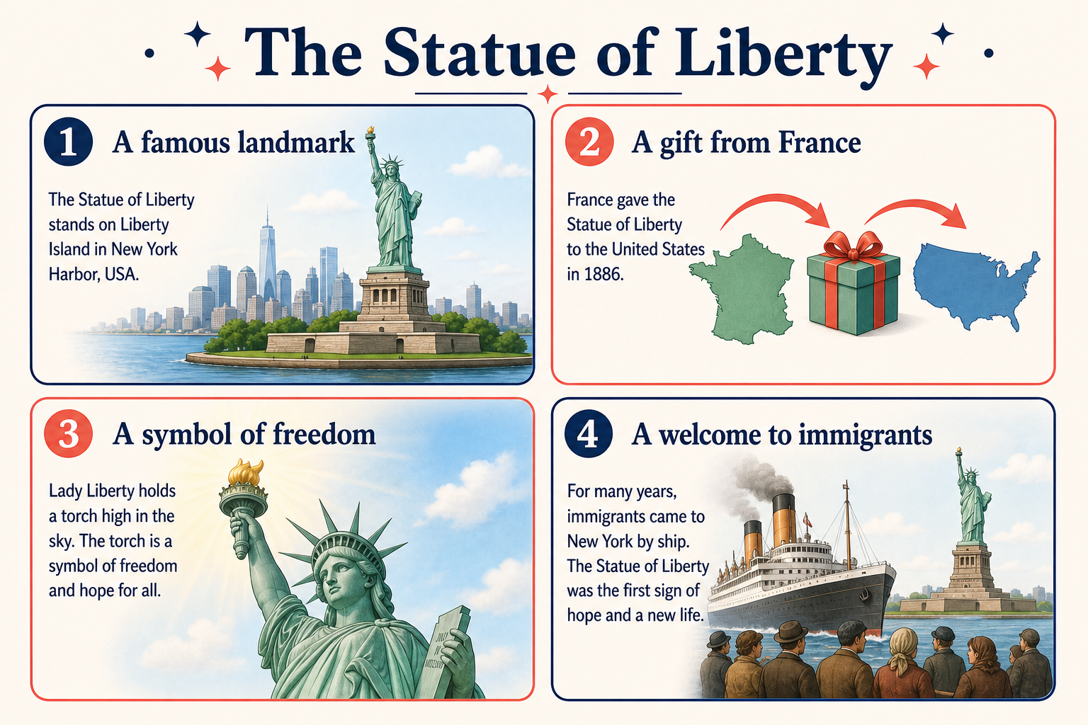 Infographic explaining the Statue of Liberty