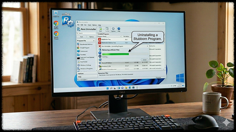 Revo Uninstaller 프로그램을 사용해 앱을 완전히 삭제하는 모습