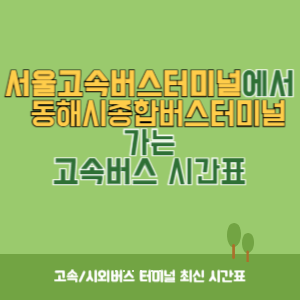 서울고속버스터미널에서 동해시종합버스터미널 가는 고속버스 시간표 최신정보