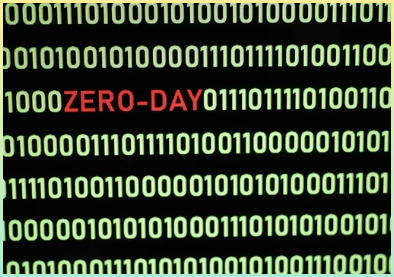 데스크탑 컴퓨터 화면의 ZERO-DAY 텍스트 및 바이너리 코드 개념, ZERO-DAY 취약성 개념(0일이라고도 함)0일 취약성은 소프트웨어 또는 하드웨어의 결함