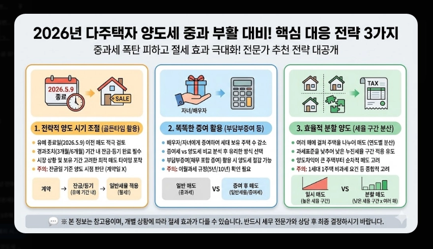 다주택자 양도세 중과 폐지 시기 [5월 9일 확정] 2026년 대응 전략 3가지 및 세금 부담 분석