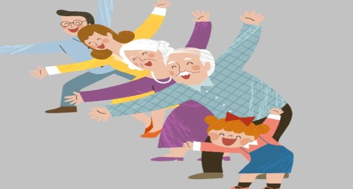 운동하는 가족들