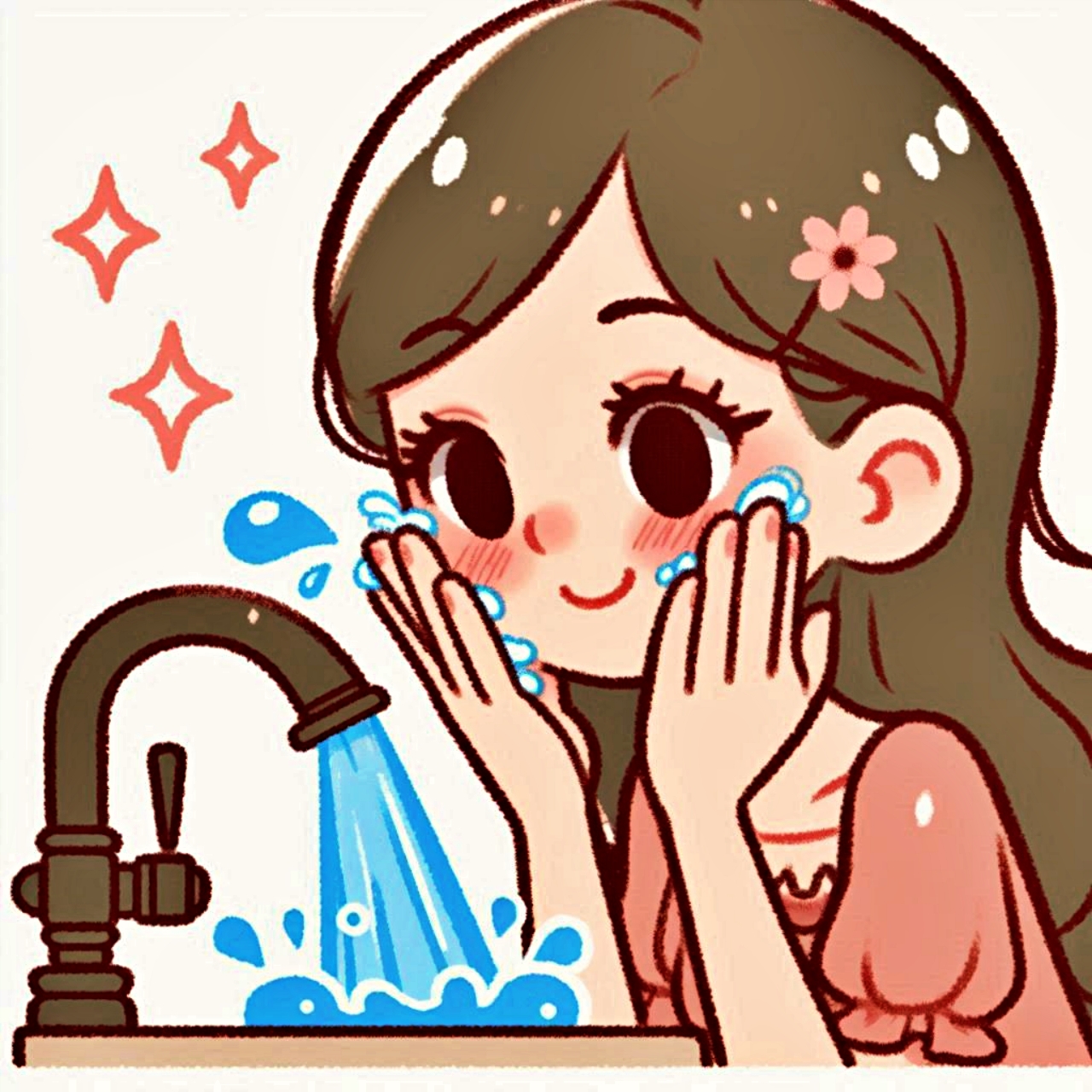 세안을 하고 있는 여자