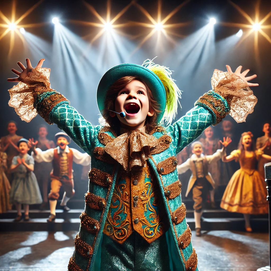 청소년 아이가 뮤지컬 무대에 선 사진