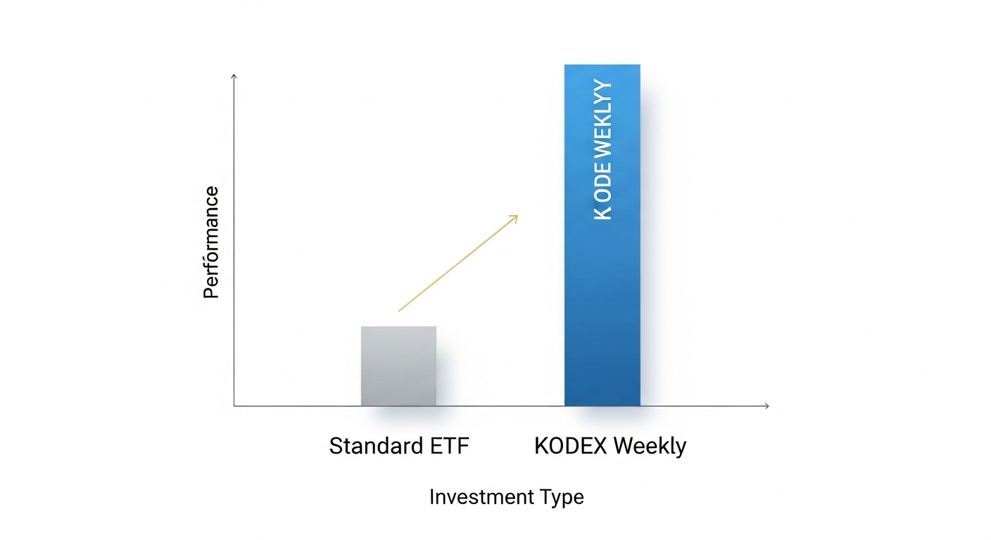 일반 배당주와 KODEX 타겟위클리의 세후 수령액 차이를 직관적으로 보여주는 바 차트 그래픽