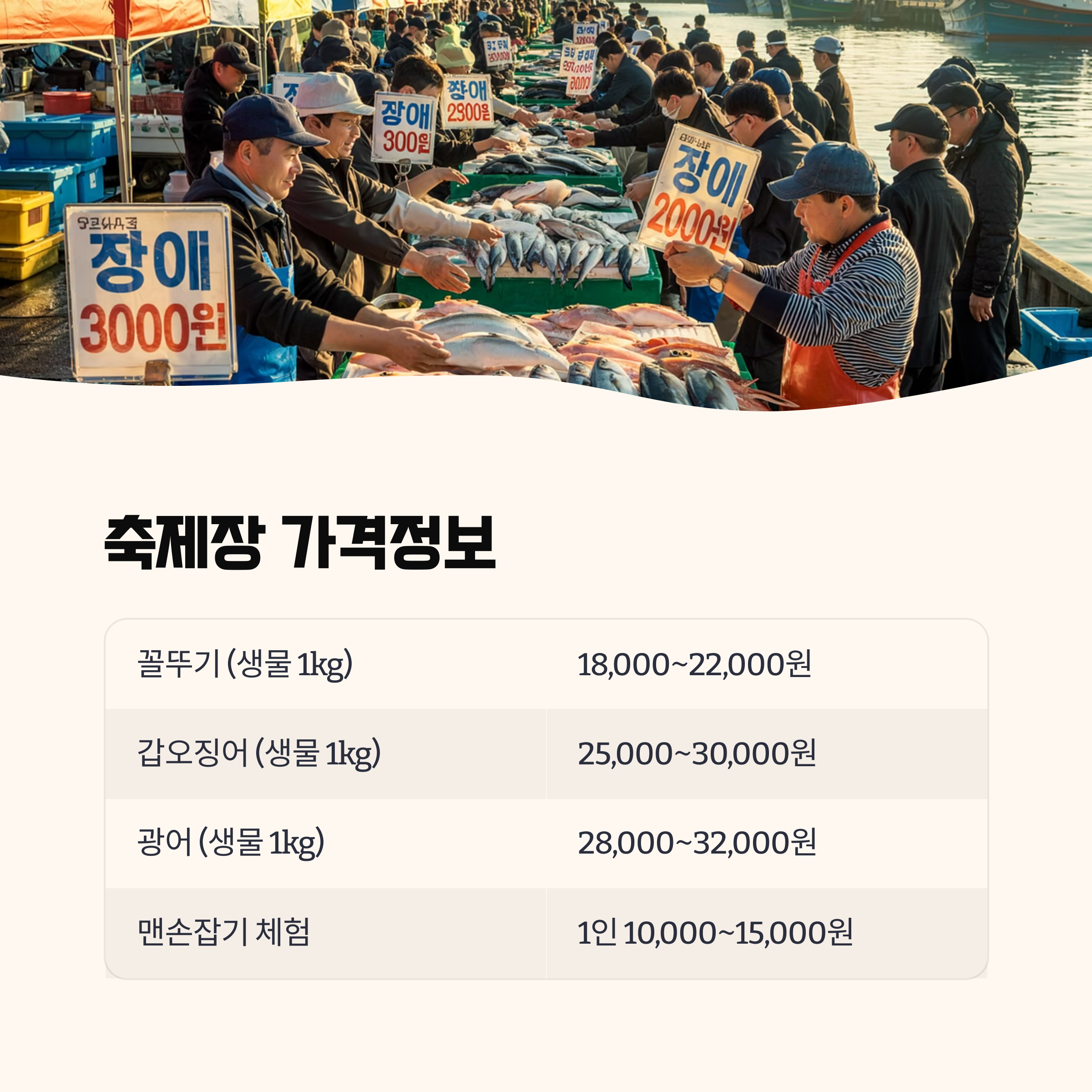 축제장 가격정보 및 현장 분위기