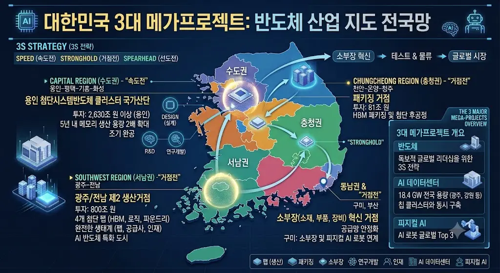 대한민국 3대 메가프로젝트 반도체 산업 지도 전국망