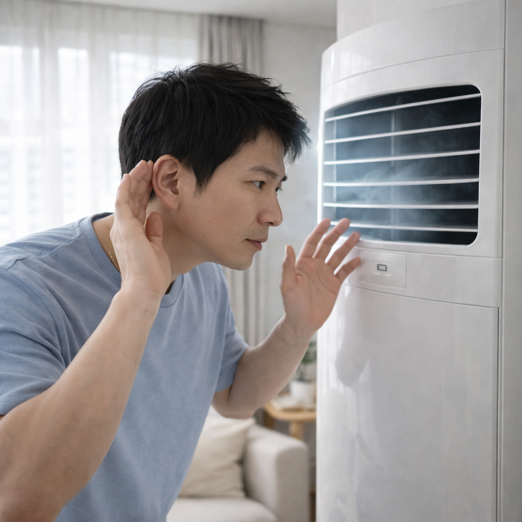 에어컨 냄새와 소음&amp;#44; 찬바람 상태를 확인하는 장면