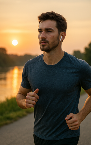 감정 조절을 위한 아침 러닝을 실천하는 젊은 남성의 모습