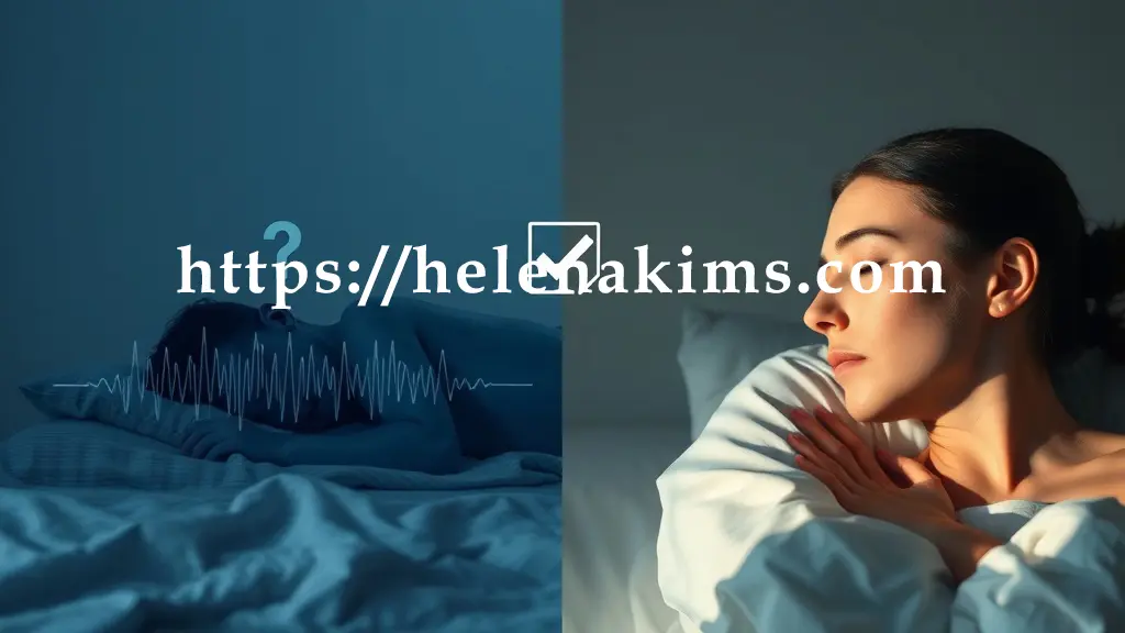 밤 구역에는 불안정하고 끊어지는 호흡 파형과 힘겨워 보이는 잠든 사람의 추상적인 실루엣이, 낮 구역에는 피로와 집중력 저하를 암시하는 어두운 안색의 사람 실루엣이 희미하게 표현된 이미지.