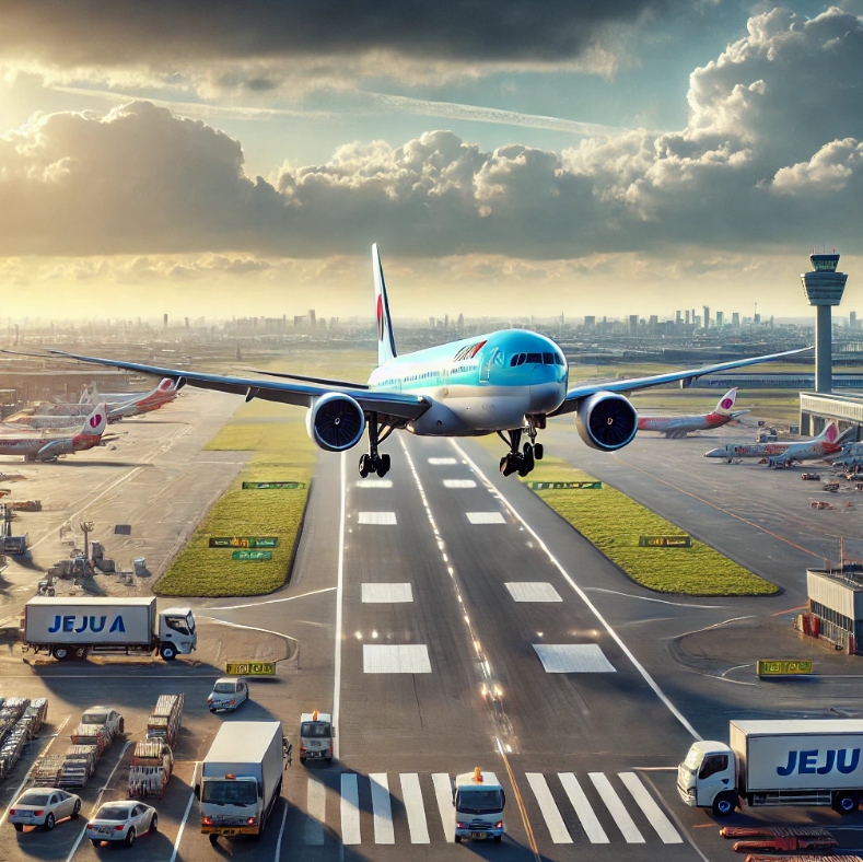 비행기가 활주로에서 이륙하고 있는 모습