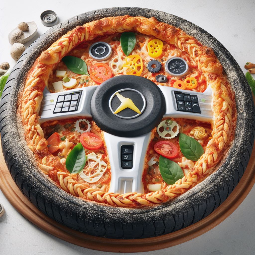 자동차 핸들 모양 피자