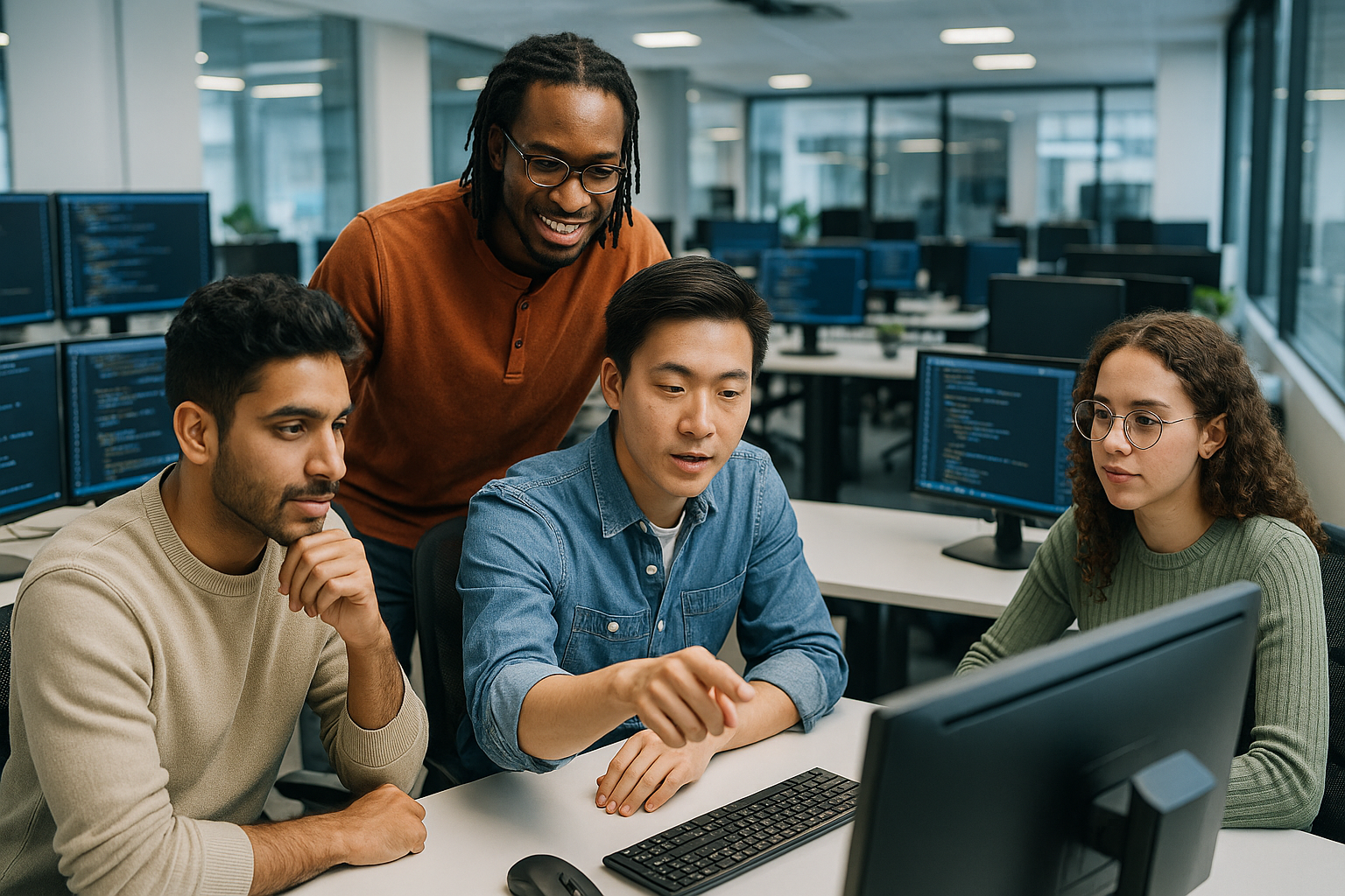 팔란티어 고졸 인턴 프로그래머들의 현대적 오피스 협업 환경