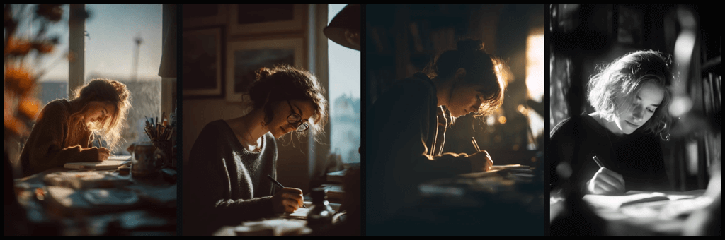 Over-the-Shoulder 카메라 시점 예시 Midjourney