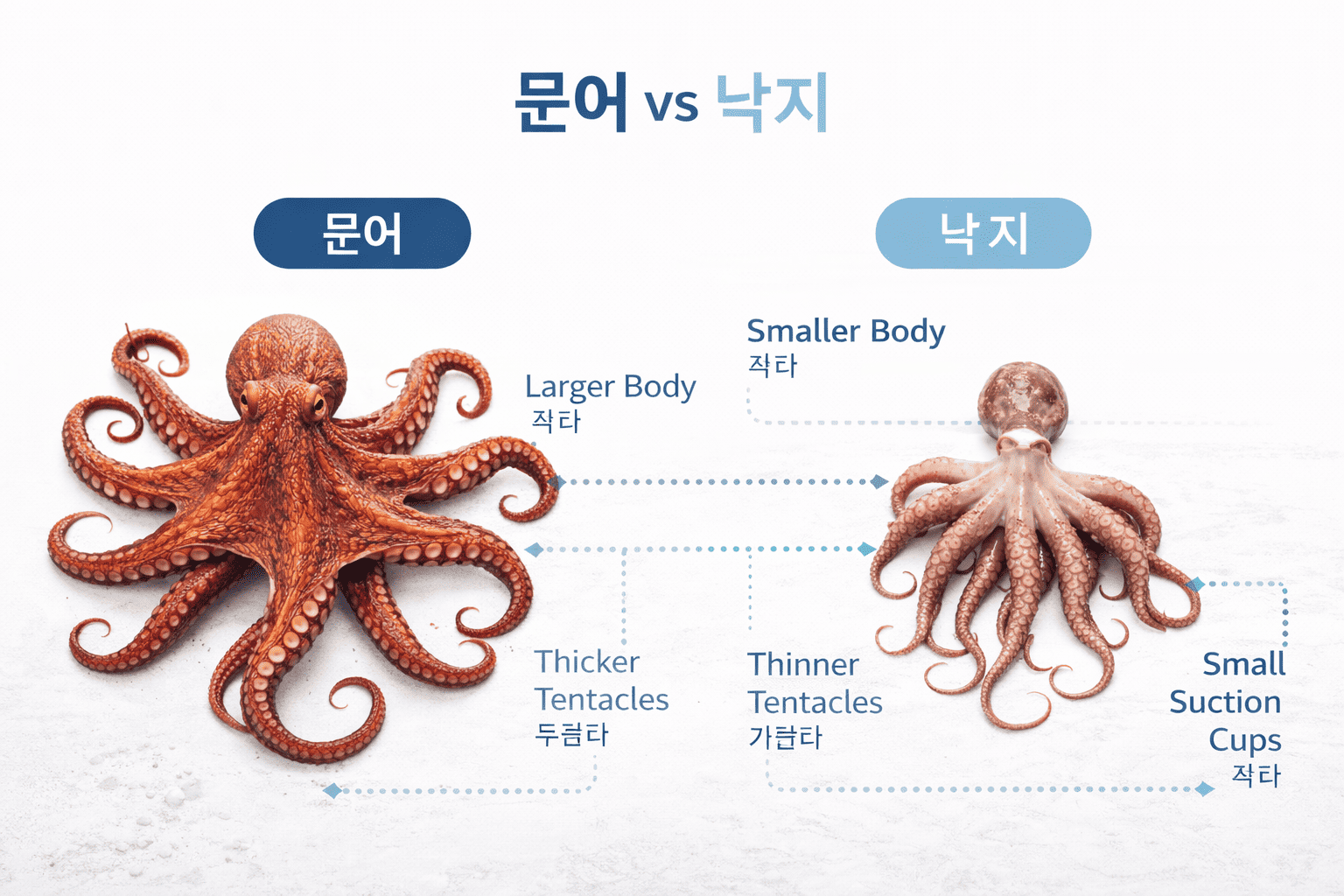 문어와 낙지의 특징과 생물학적 차이