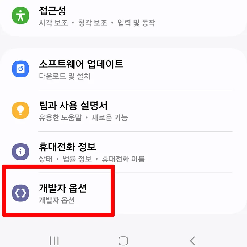 개발자-옵션-이동
