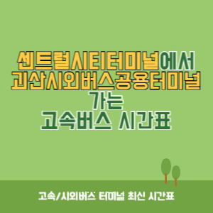 센트럴시티터미널에서 괴산시외버스공용터미널 가는 고속버스 시간표 최신정보