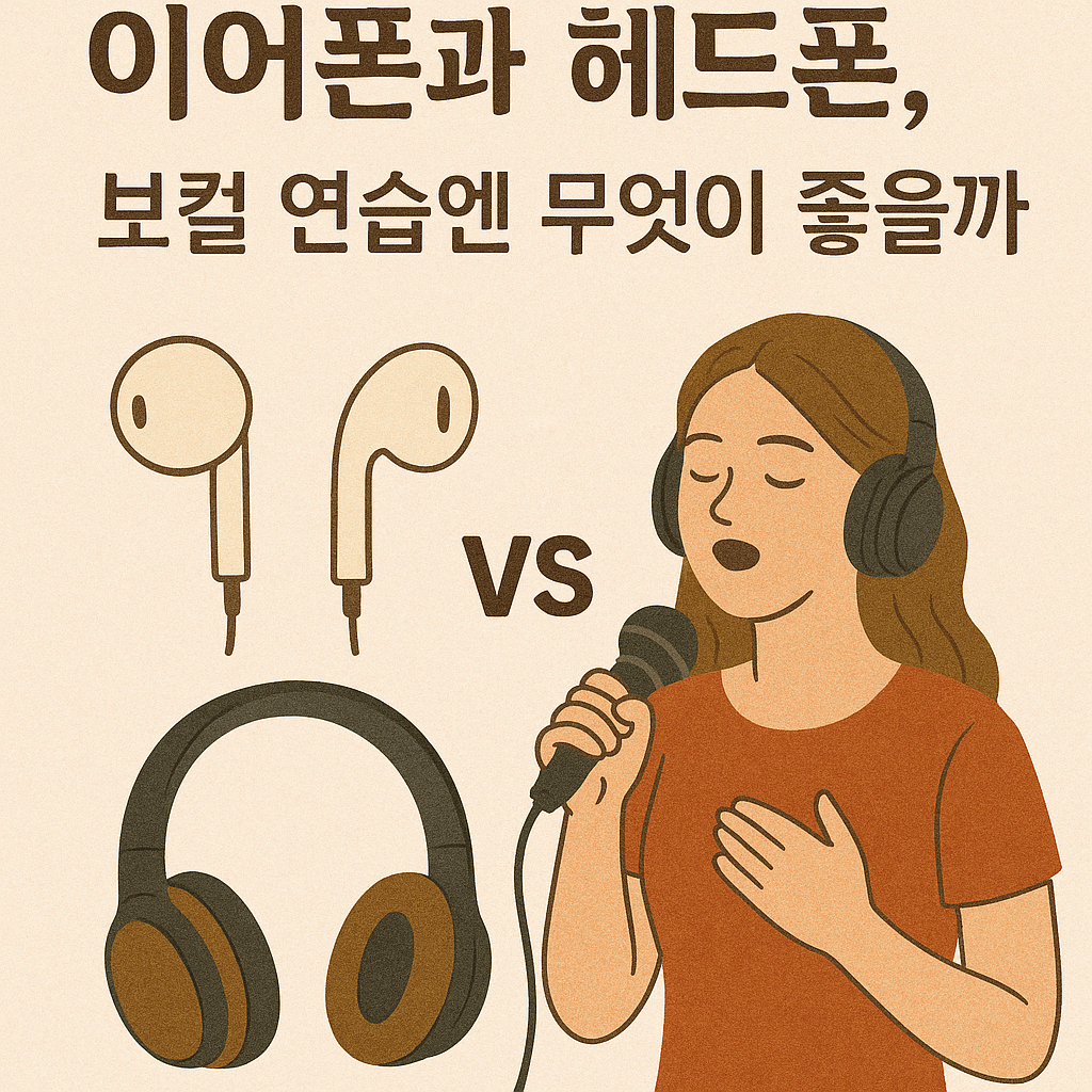 이어폰과 헤드폰, 보컬 연습 관련 사진