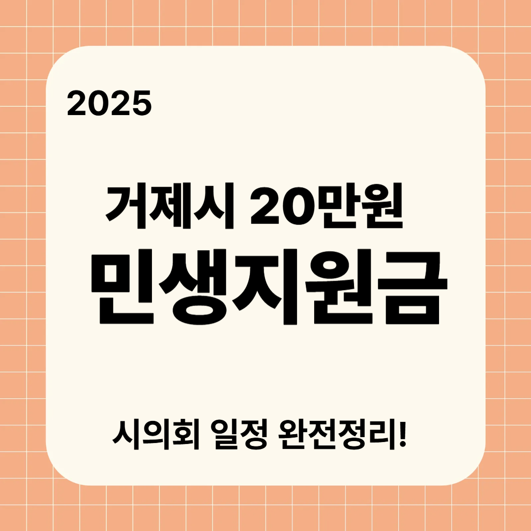 2025 거제시 20만원 민생지원금, 진짜 받는 법 총정리!