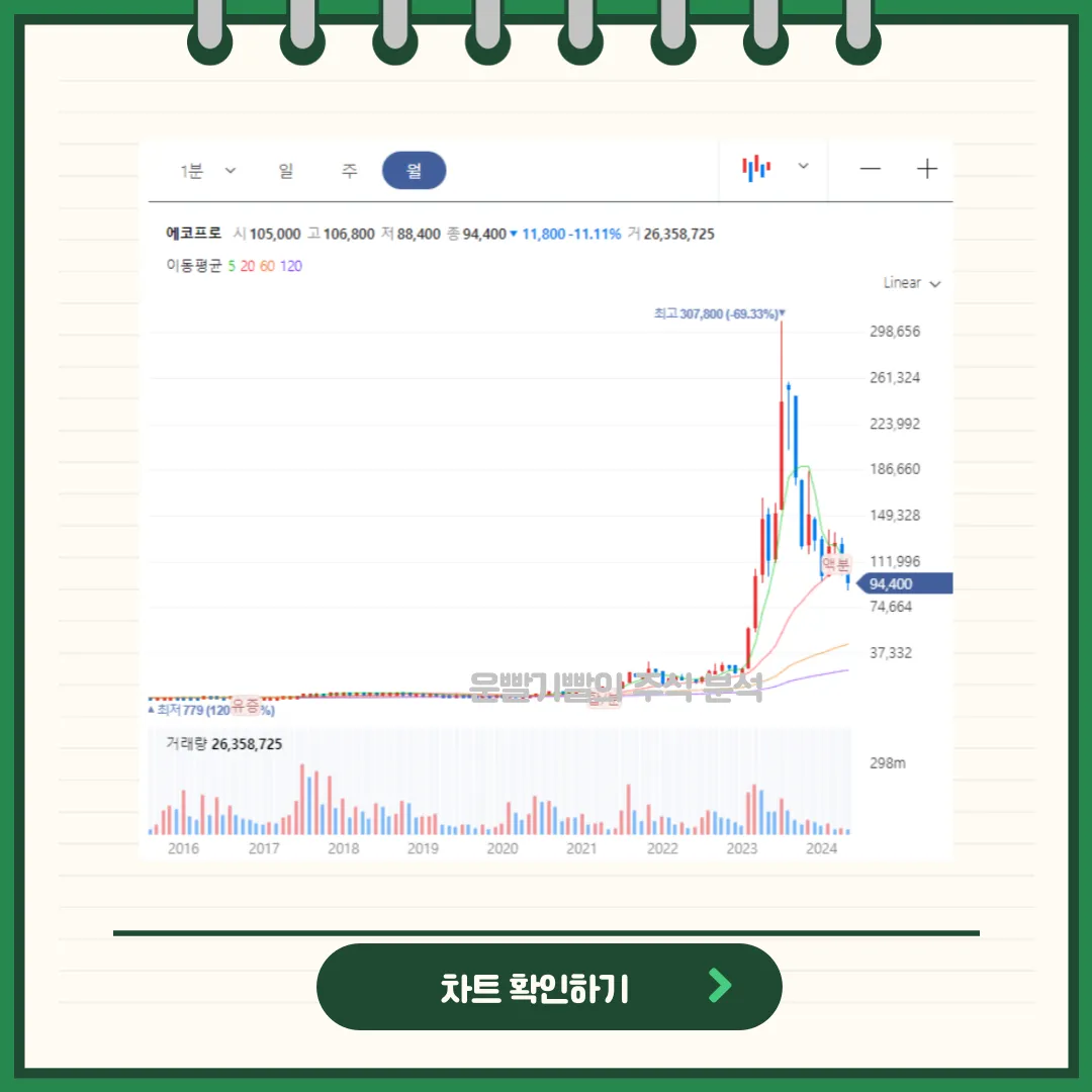 에코프로 일봉/월봉차트