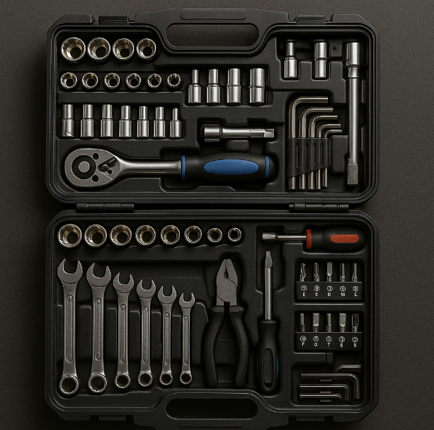 공구세트 (복스렌치, 드라이버, 육각렌치 등) 사진