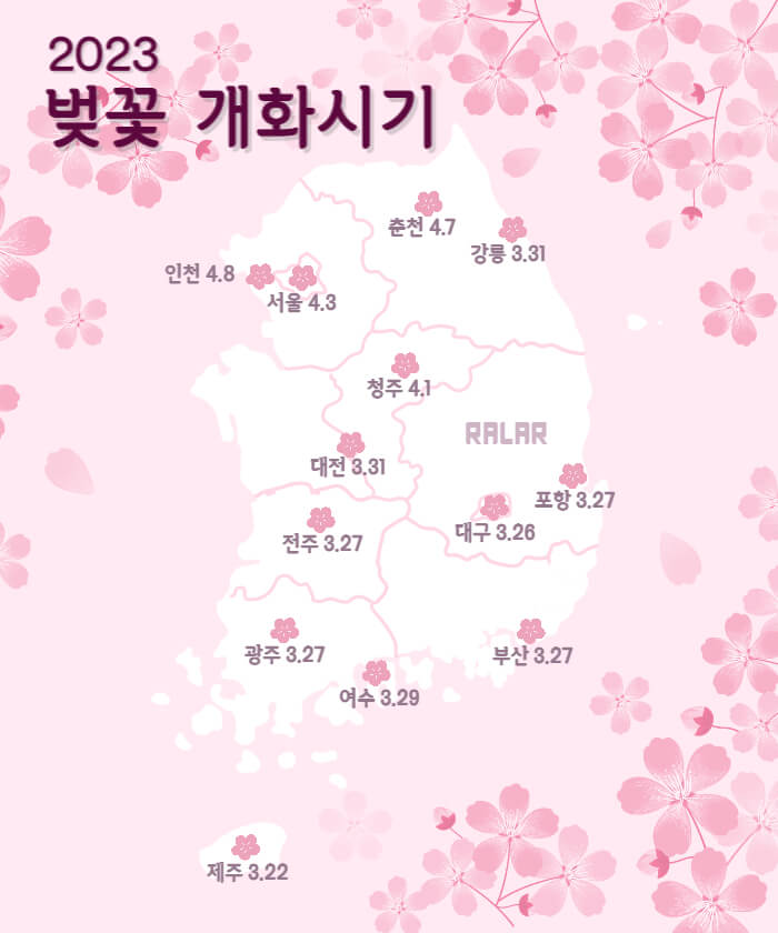 전국 벚꽃 개화시기 지도