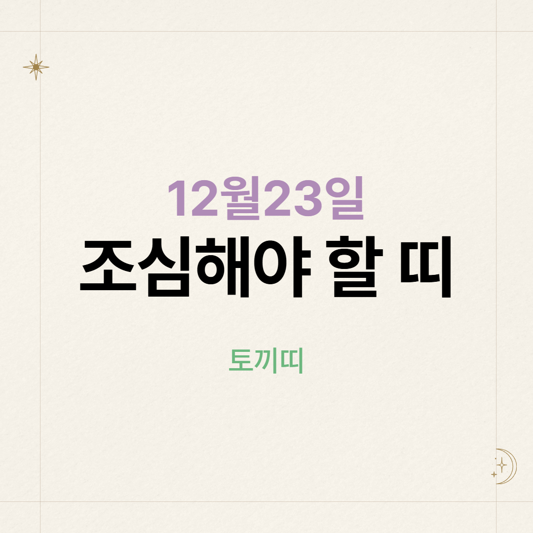 12월 23일 조심해야할 띠 토끼띠 운세 이미지