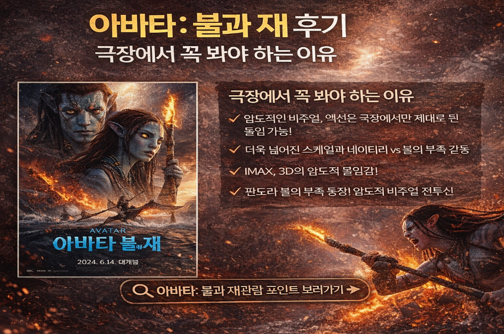 아바타: 불과 재, IMAX로 봐야 하는 이유 3가지