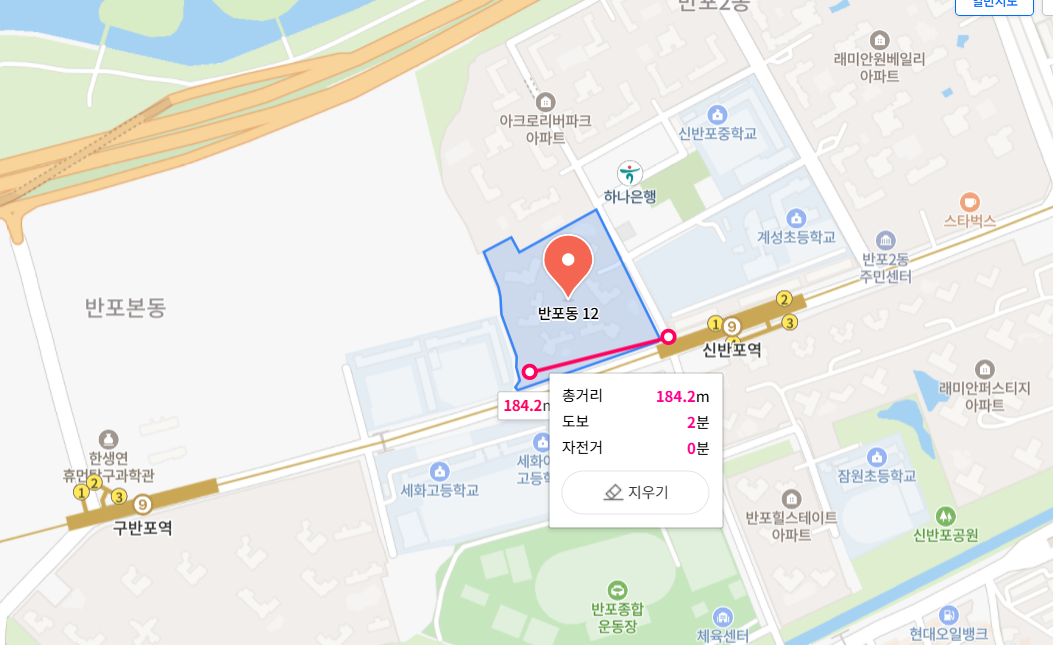 래미안 원펜타스 입지, 출처 : 네이버 지도