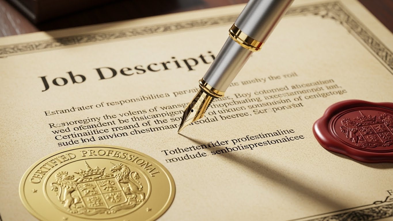 경력증명서의 직무 내용 기재란을 꼼꼼히 검토하는 모습