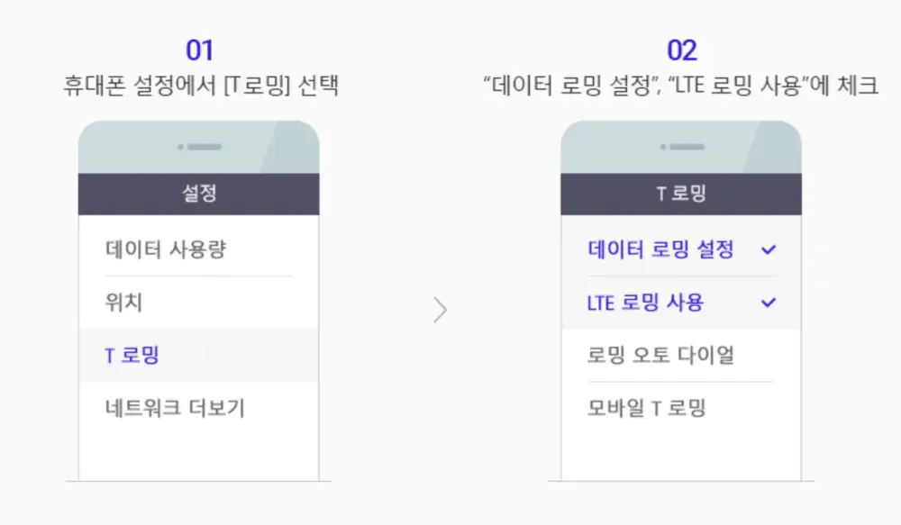 안드로이드 휴대폰에서 로밍 설정하는 방법