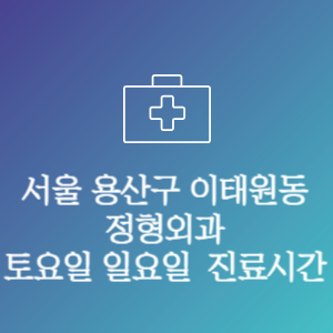 서울 용산구 이태원동 정형외과 주말 토요일 일요일 문여는 병원 진료시간