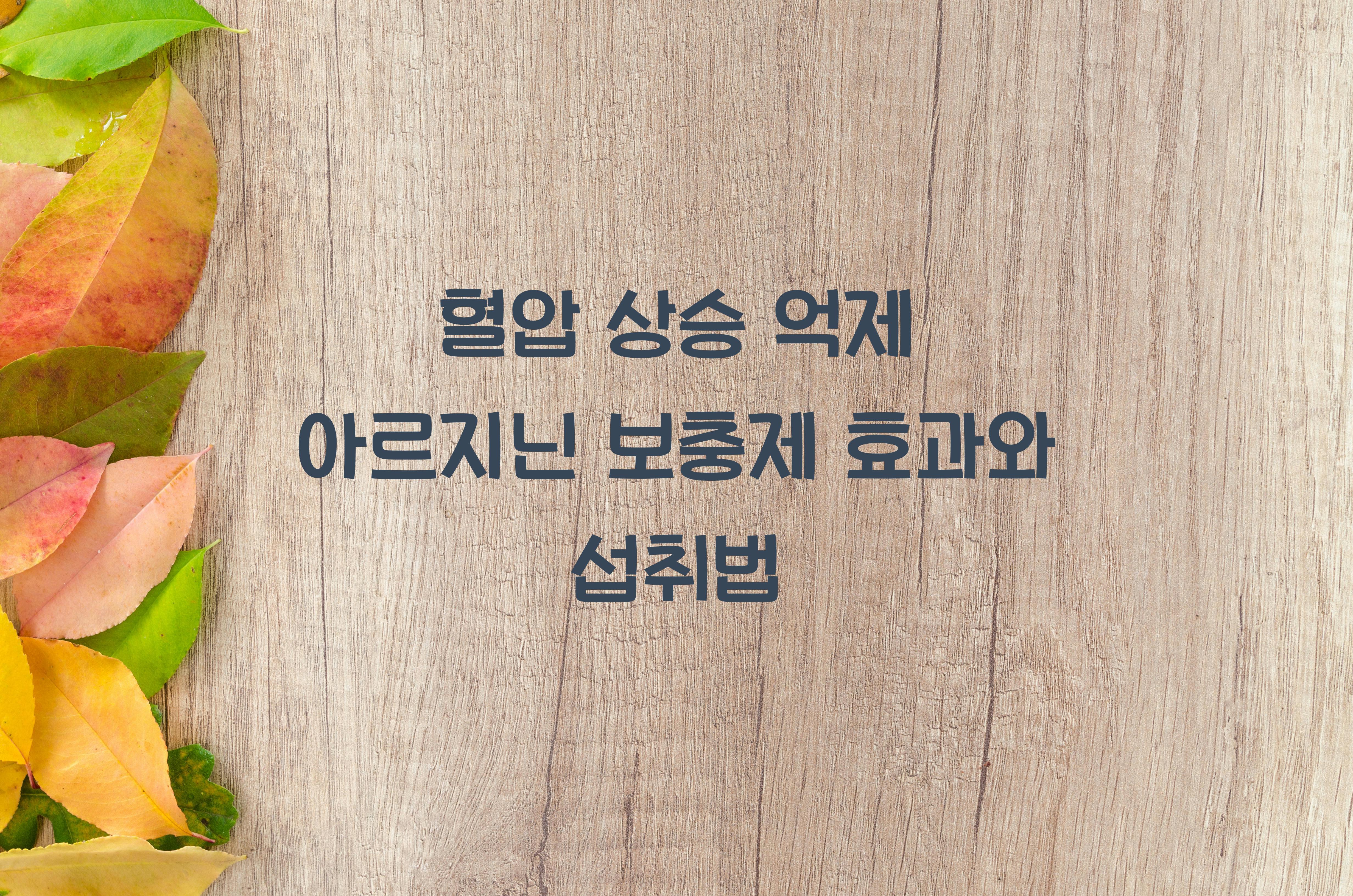 혈압 상승 억제 아르지닌 보충제